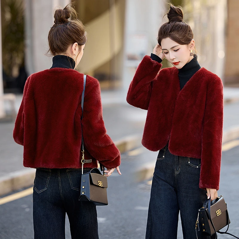 美拉德小个子无扣短款外套2025秋冬气质名媛风时尚软糯棉服女冬季