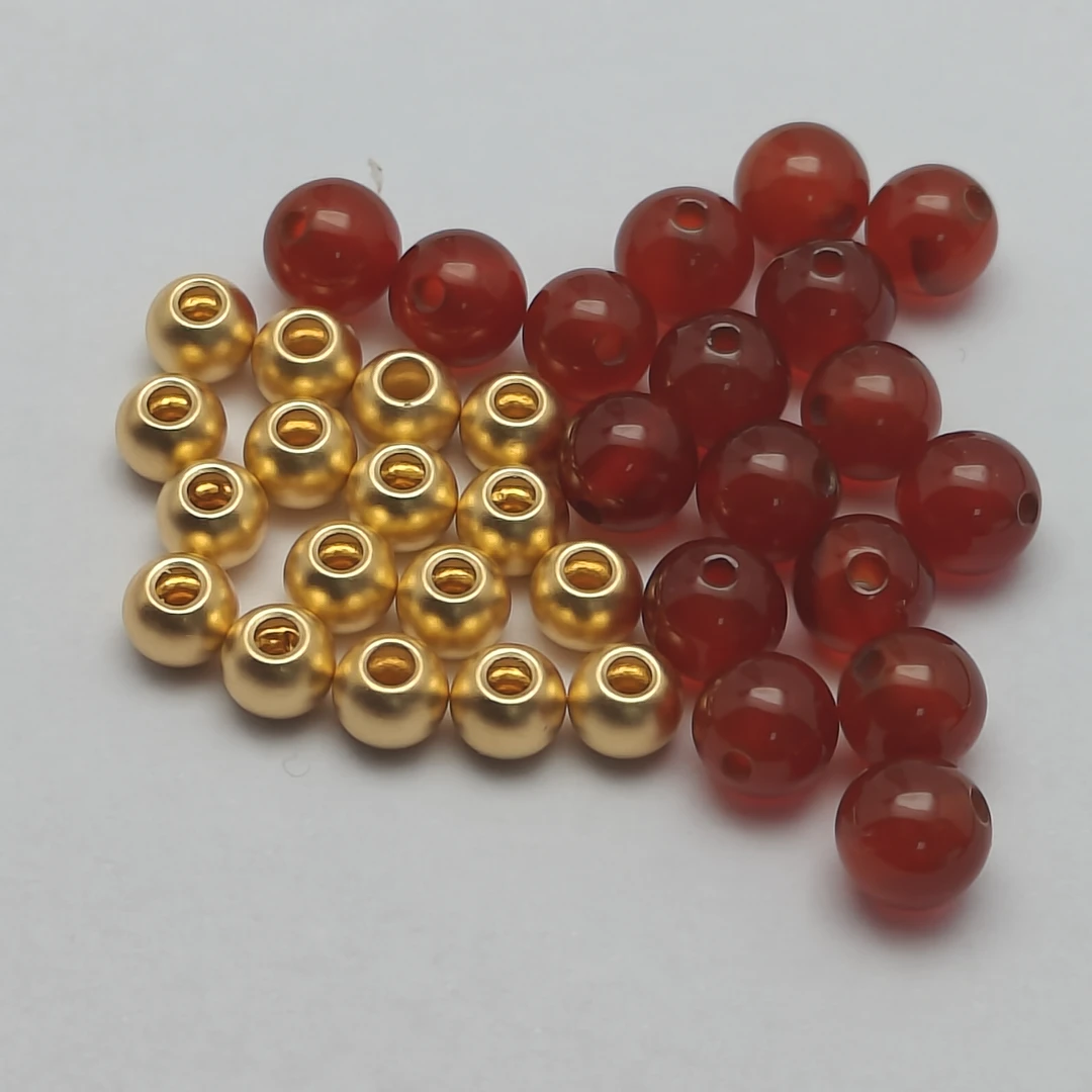 足金999古法珠黄金转运珠磨砂金珠17颗6MM约2.55克红色经典真金