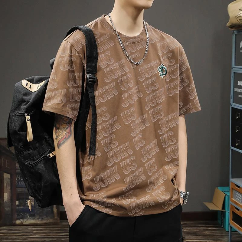 日系复古潮流印花纯棉短袖T恤男宽松爆款痞帅ins夏季潮牌圆领半袖