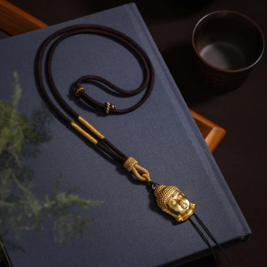 非金属布艺吊坠 手工编织佛头项链绳无事牌编绳项链挂坠绳EX-108