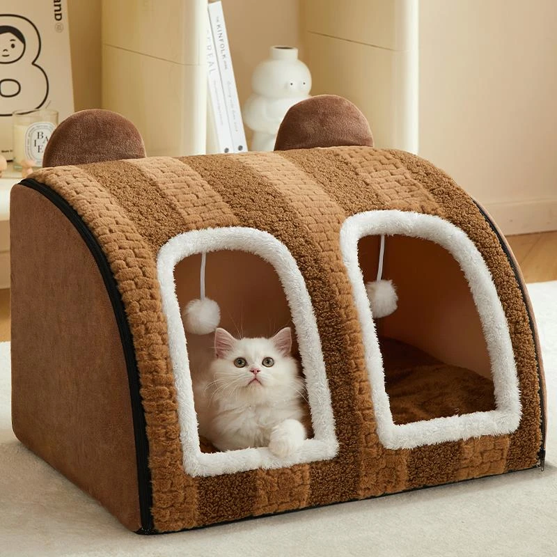 猫窝冬天保暖可拆洗房屋安全感封闭式多猫别墅小型犬狗窝四季通用