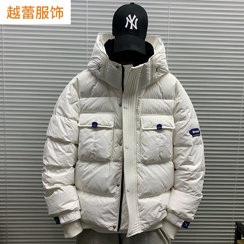 2023冬季新款工装连帽短款羽绒服男士休闲宽松百搭潮牌派克服外套