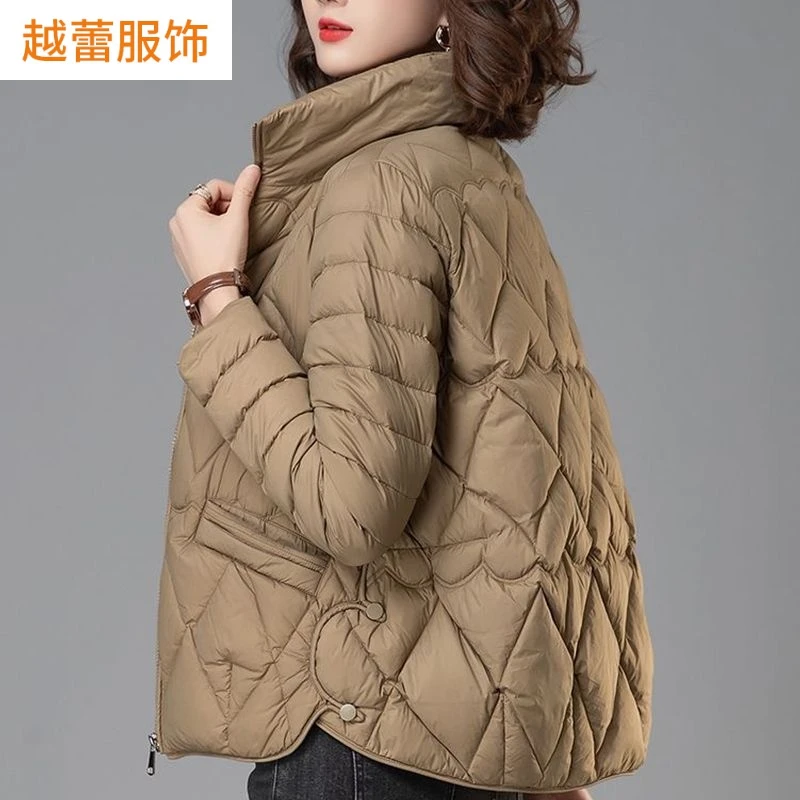 羽绒棉服女2023冬季新款轻薄短款棉衣妈妈装洋气保暖宽松棉袄外套