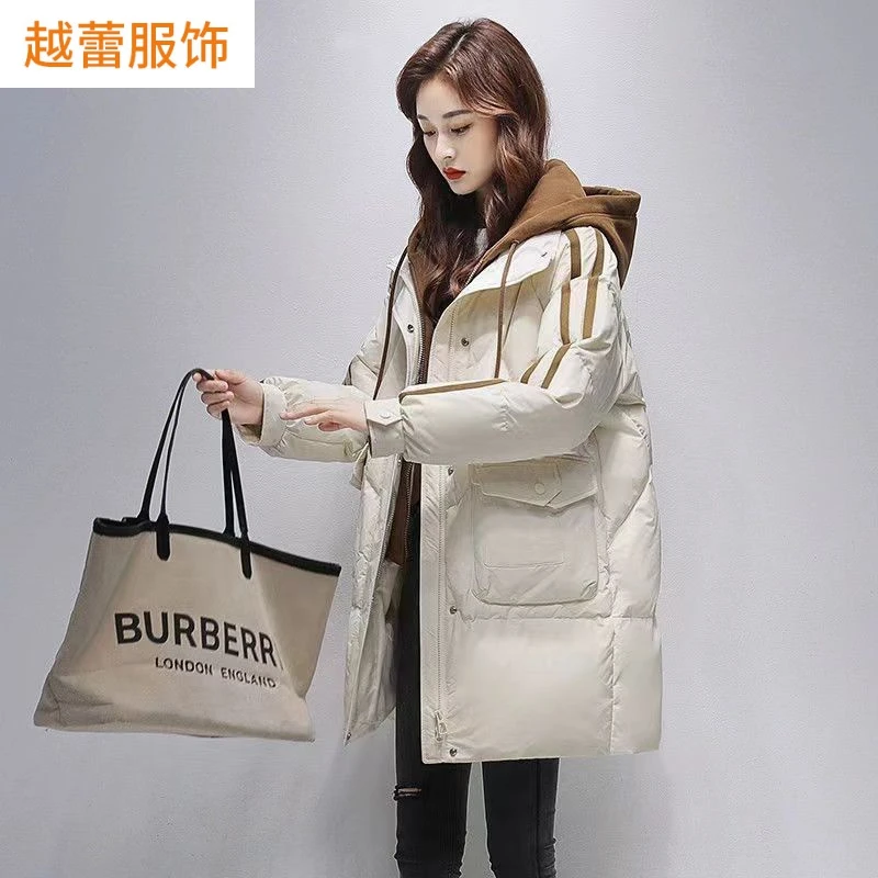 中长款羽绒棉服女冬季2023年新款宽松显瘦加厚保暖假两件棉衣外套