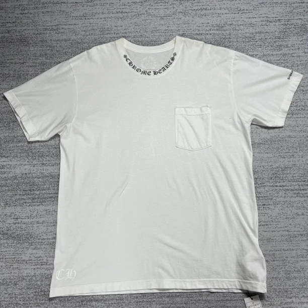 【chrome hearts】克罗心 白色领口logo短袖 XL 橙色非常新