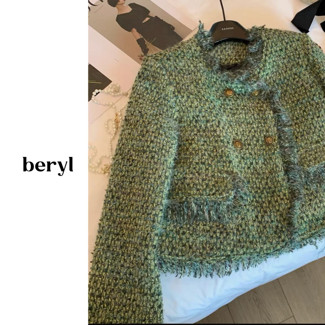 【90白鸭绒】韩版chic复古流苏小香风羽绒外套冬季加厚上衣