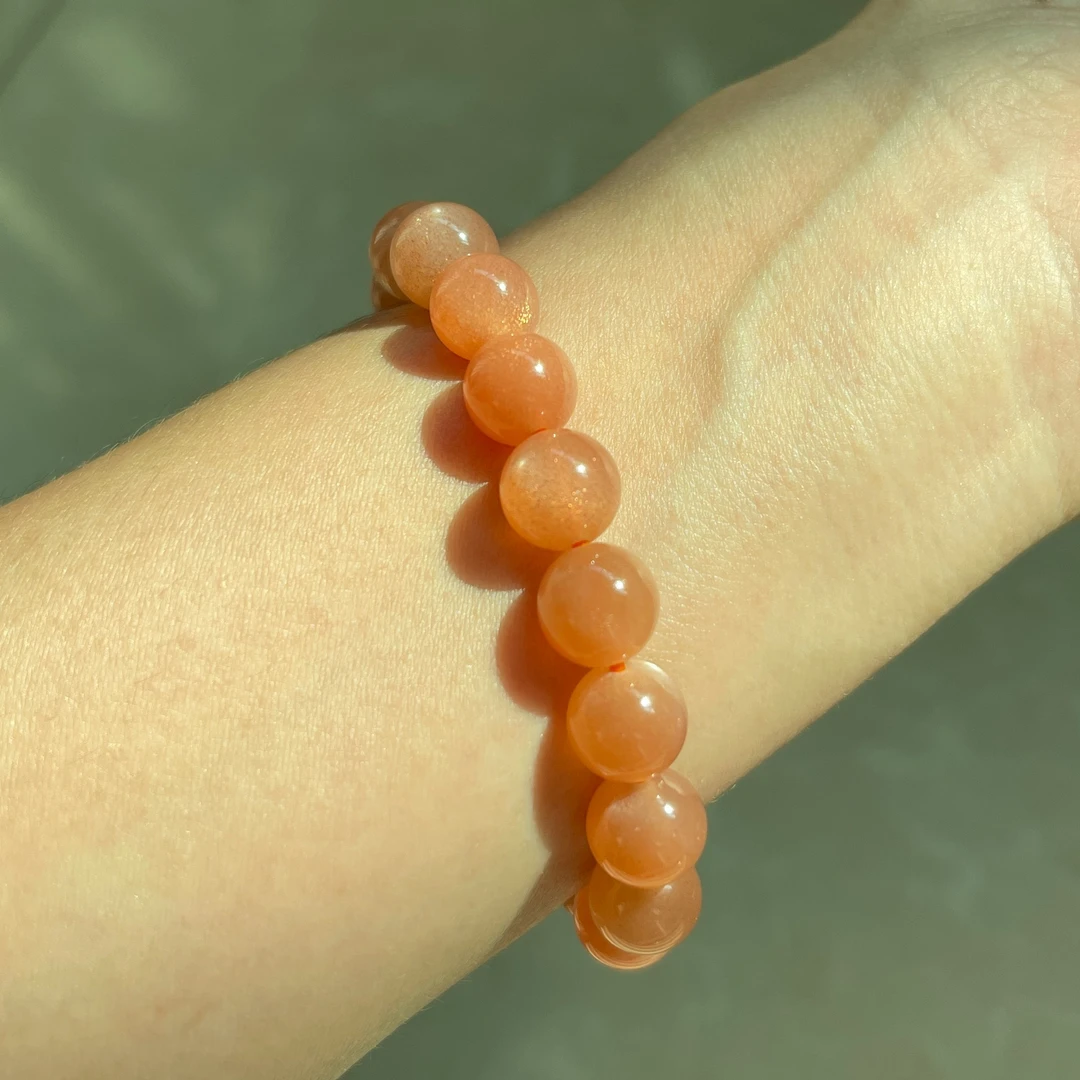 直播宝欧达时尚珠宝天然长石橙月光气质简约素圈手串（勿拍链接）