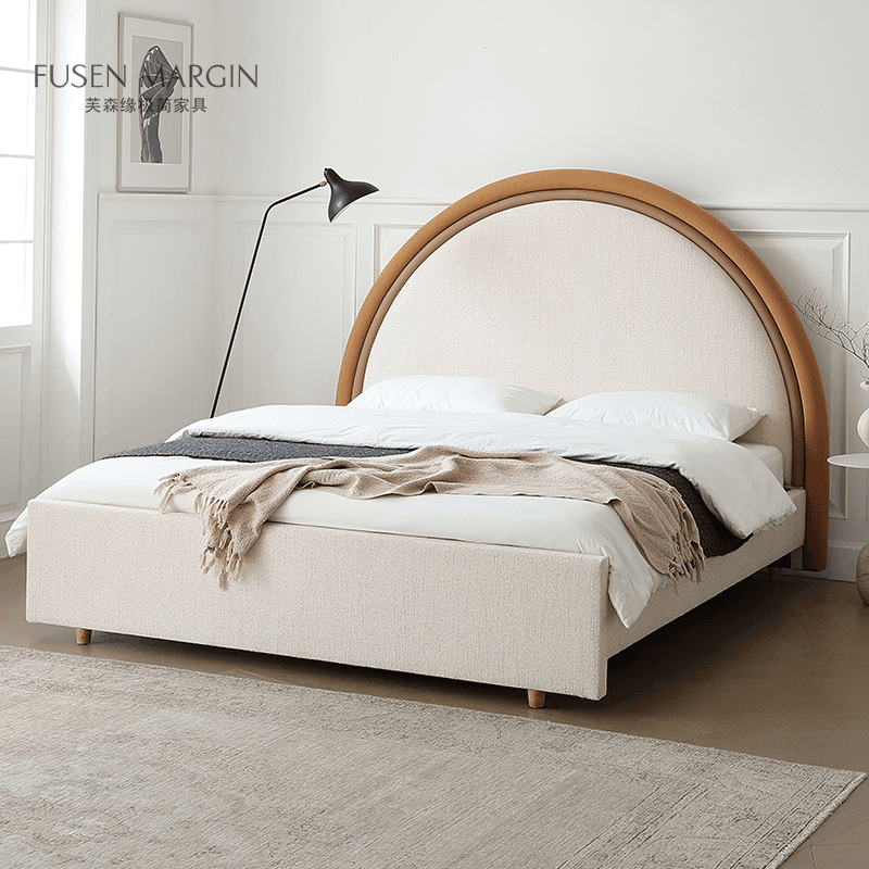 库里南家居 圆心床法式复古布艺床小户型卧室现代简约1.5米儿童床