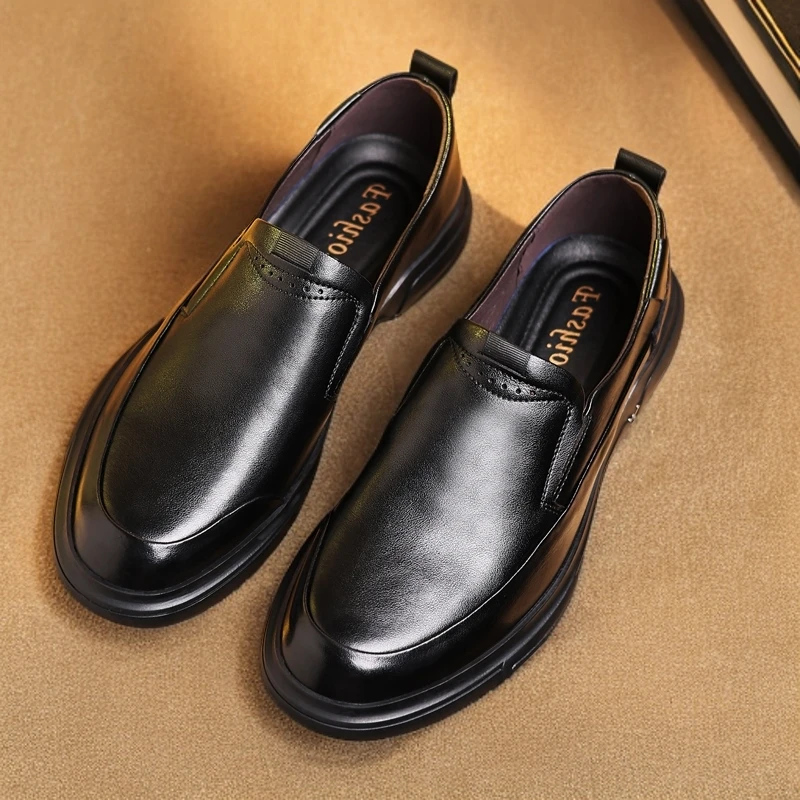 皮鞋男鞋2024秋季新款真皮软底休闲皮鞋中老年一脚蹬驾车爸爸鞋子