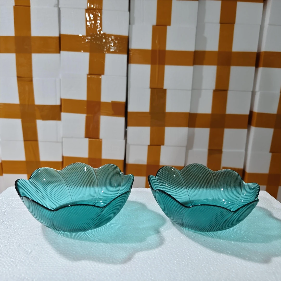 【盛瑞堂】拍一发二墨绿色16cm花语碗两支装纹理设计沙拉碗家用