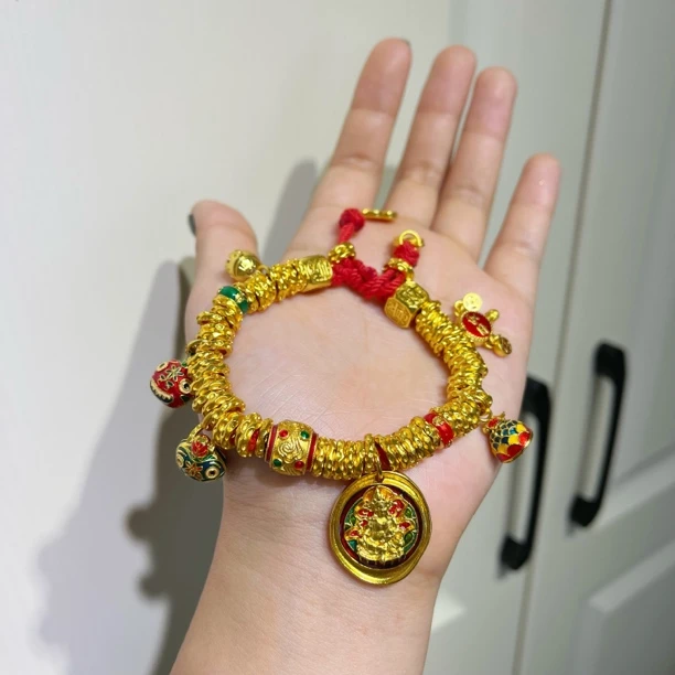 铜合金手链 【有间饰品diy】吞金兽锤纹盘缠腰缠万贯黄财神