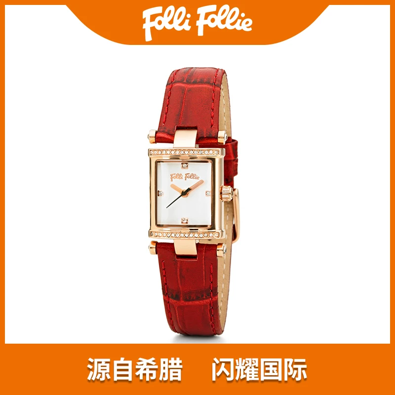 【六六中古专属】follifollie轻奢刘诗诗款镀玫瑰色女士石英手表