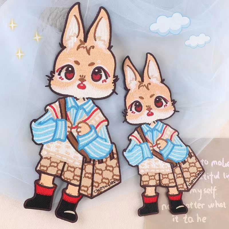 补丁贴大号卡通兔子刺绣布贴小兔子衣服贴图案卫衣手缝可缝可水洗