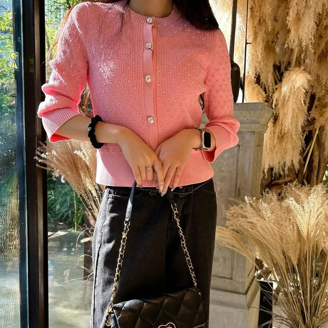 CHANEL 香奈儿 wwj040 99新 满印珍珠扣针织开衫 38码 公价1.7W