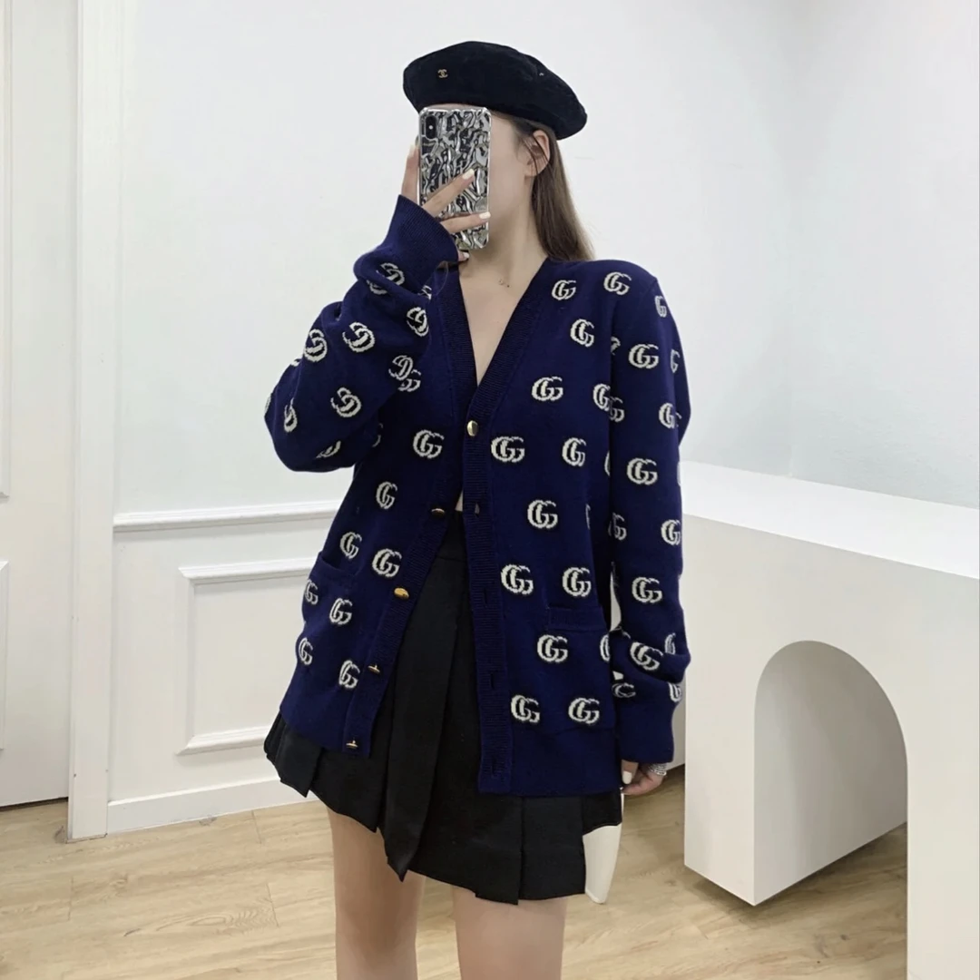 99新 GUCCI/古驰 wza14 99新 满印双G提花针织衫 m码 公价1.2w