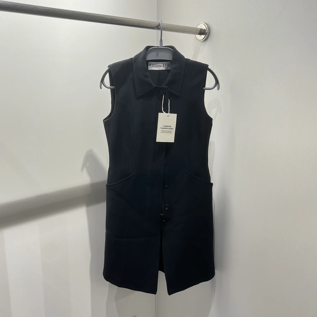 dior/迪奥 dy05 99新 纯色无袖插兜连衣裙 36码 公价2.1w