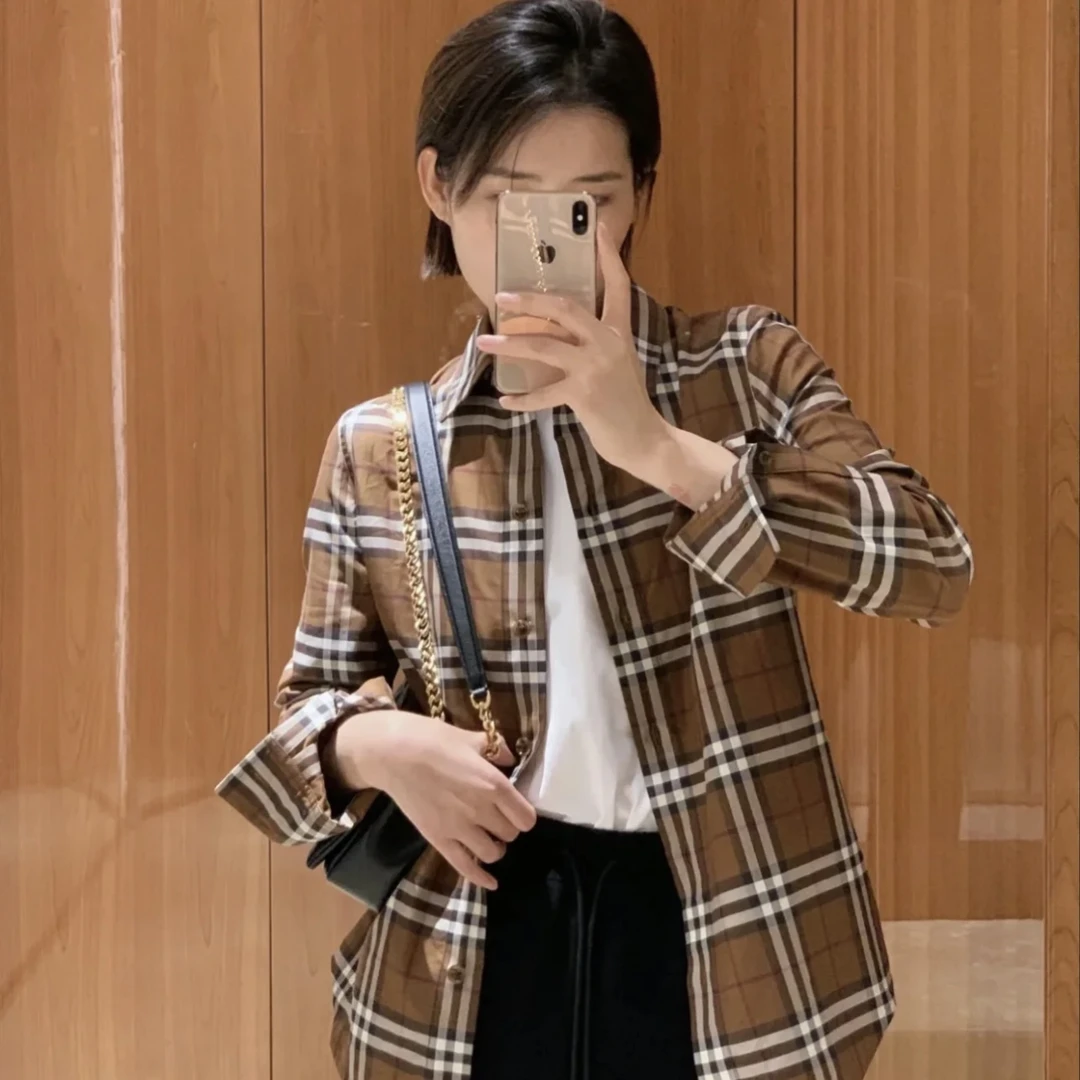 Burberry/博柏利bbr dl251 准新带吊 Polo领格纹衬衫 m码 公价9k