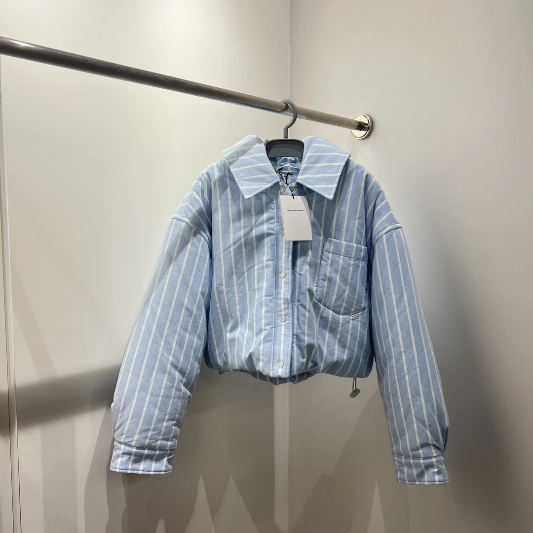 Alexanderwang 亚历山大 lt037 99新条纹连帽羽绒夹克M码公价6.5K