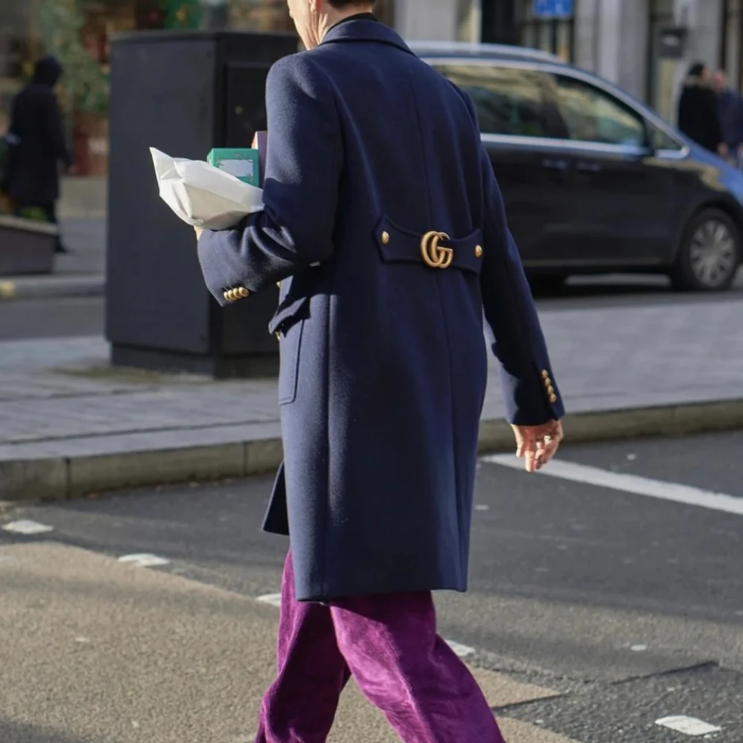 Gucci/古驰 2i005 准新带吊 单排扣双G羊毛大衣 38码 公价2.12w