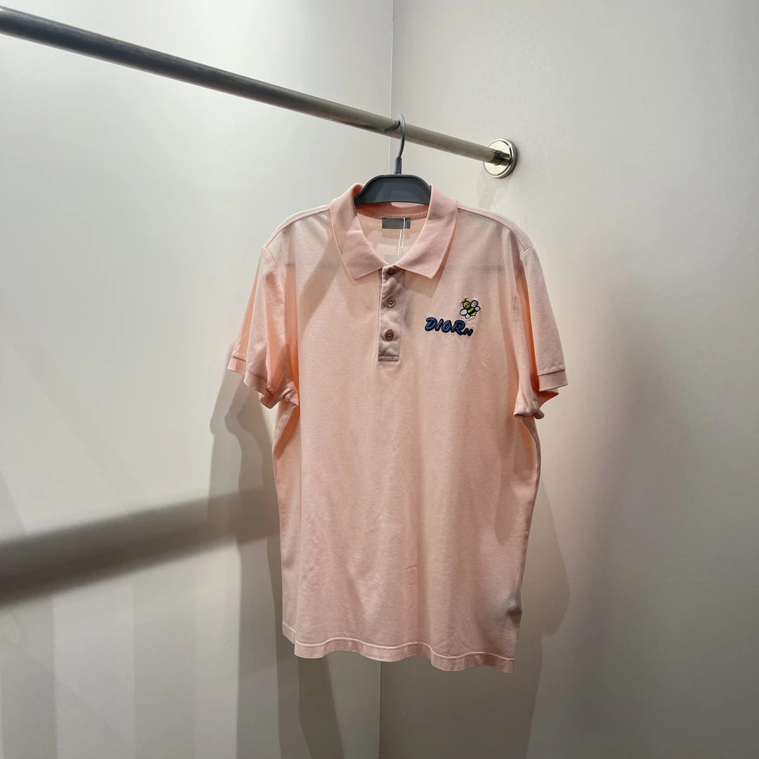 Dior/迪奥 ys07 99新 标语小蜜蜂刺绣短袖Polo衫 l码 公价8k