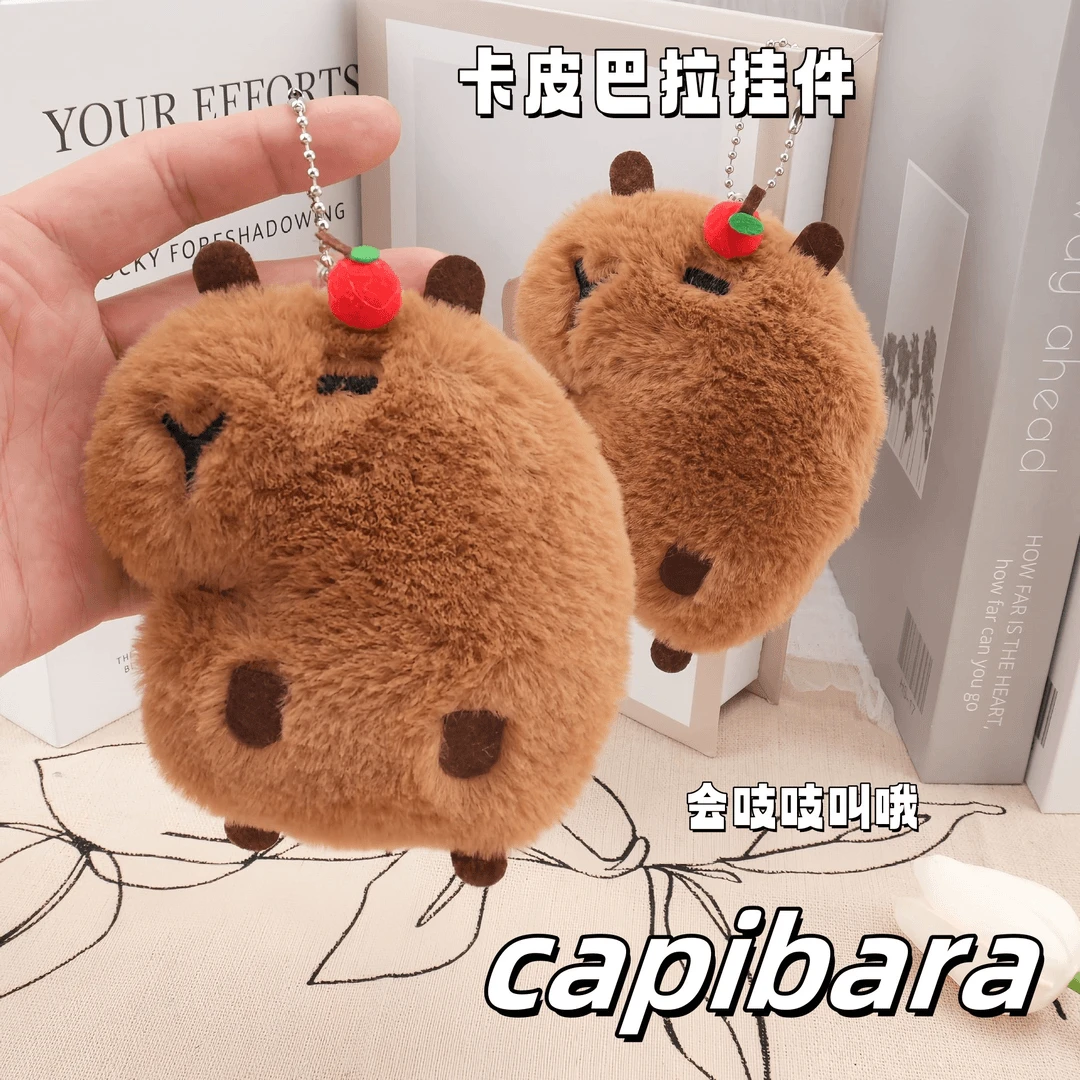 新款创意卡皮巴拉玩偶吱吱叫女孩挂件饰品书包钥匙扣挂件生日礼物