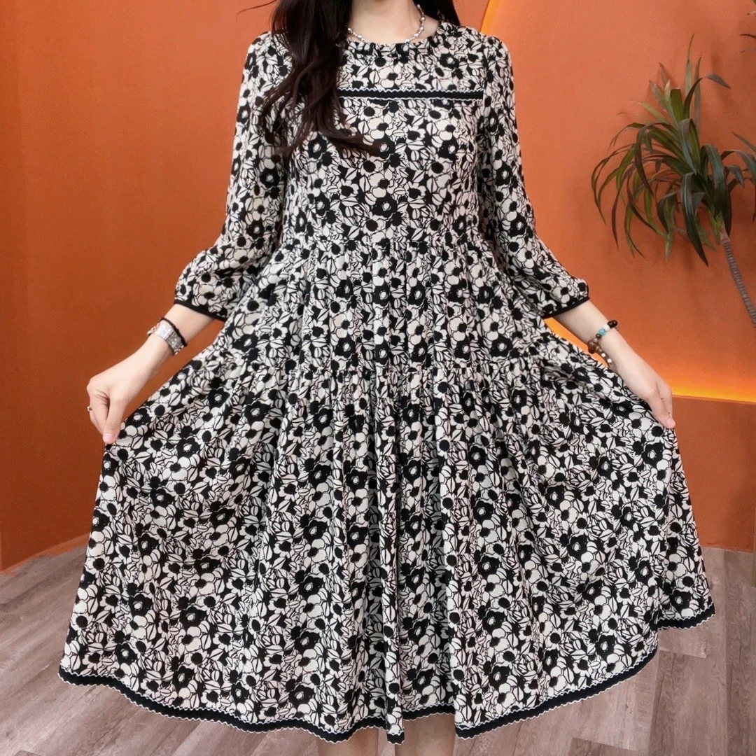 【HDY873Y】早秋新款气质收腰时尚显瘦修身高端碎花连衣裙