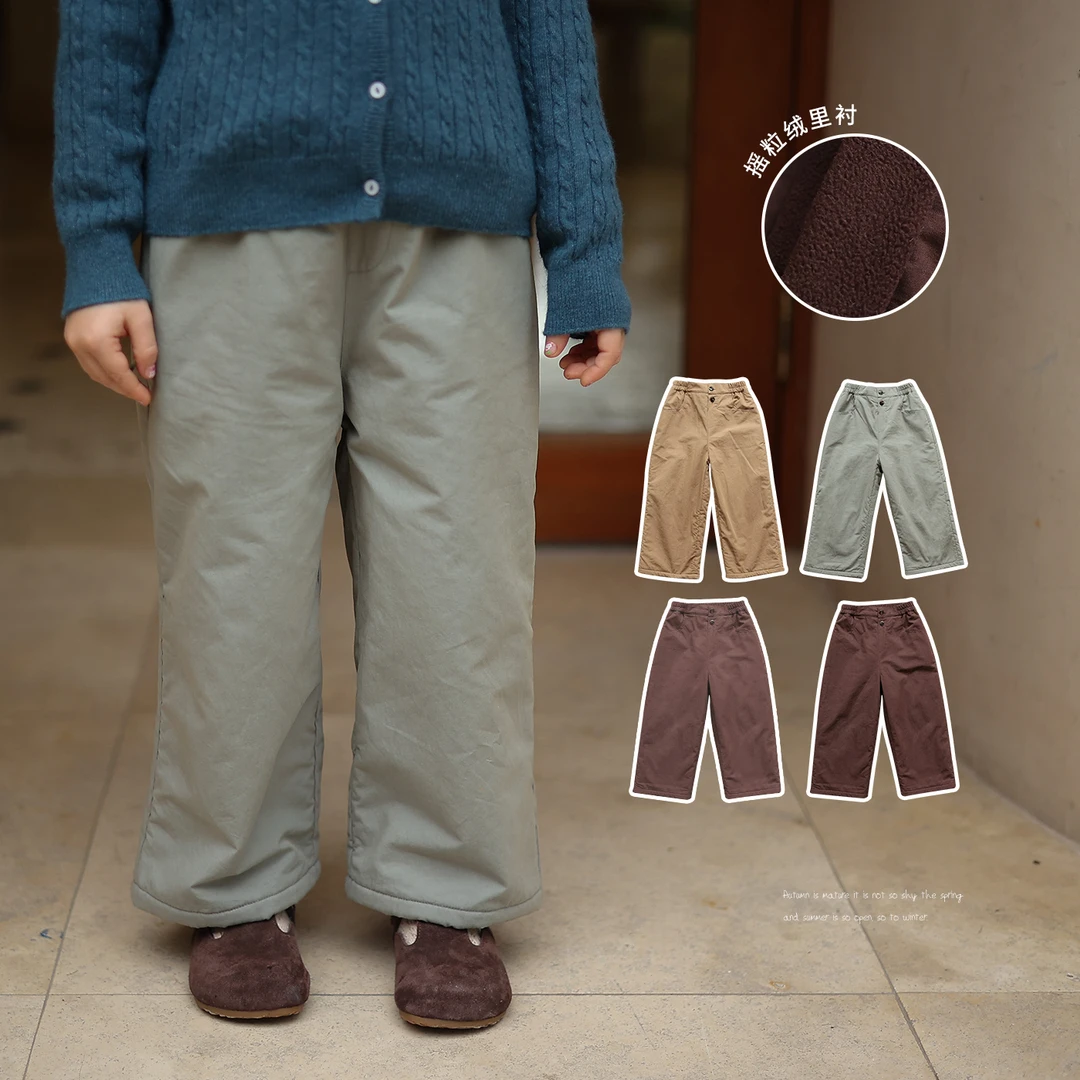 宝宝幼儿园加绒加厚休闲裤 允儿妈女童秋冬洋气长裤儿童冬季棉裤2