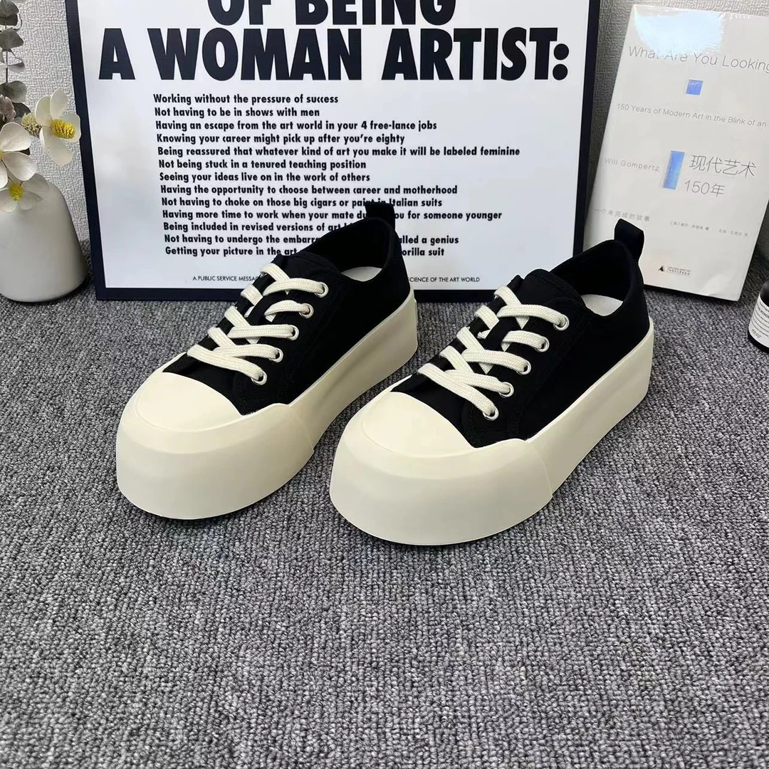 女鞋板鞋帆布鞋时尚休闲百搭厚底小白鞋运动夏季黑色春季低帮韩版