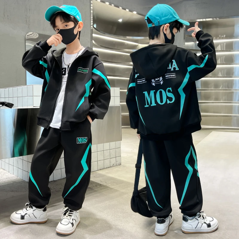 男童套装春秋装2025新款洋气中大童秋装男孩衣服春季运动两件套潮