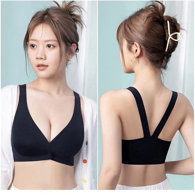 夏季前扣式交叉美背薄款冰丝内衣女士小胸聚拢文胸罩无痕显大性感