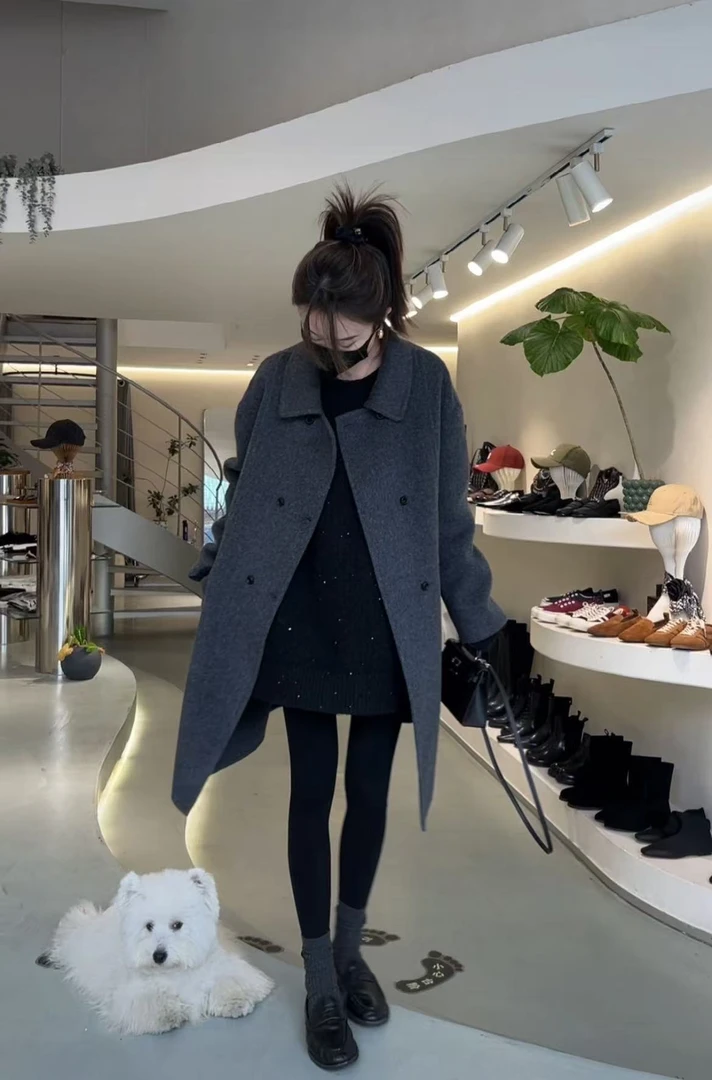 【名衣扬】六小扣翻领大衣~前两大包小翻领时尚秋冬气质中长款大衣