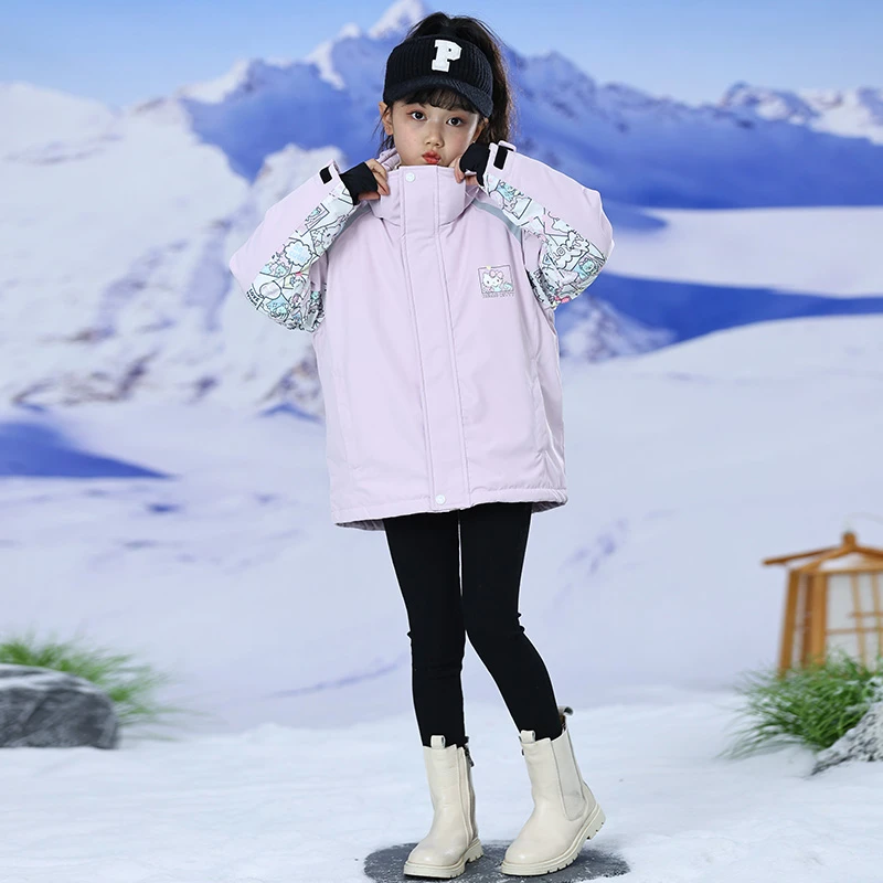 儿童滑雪服2025新秋冬装防水保暖三防女童棉衣小学生户外棉服外套