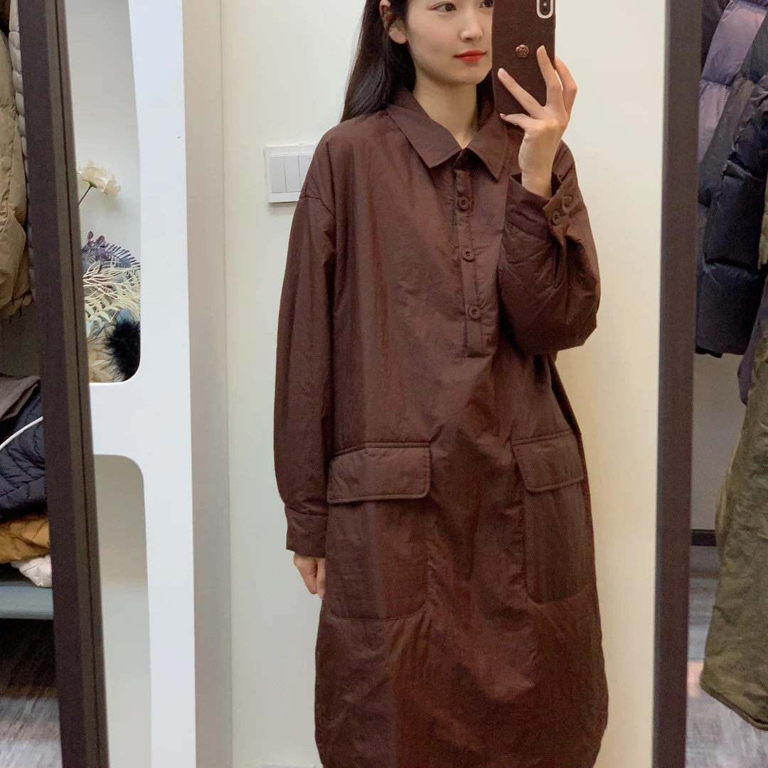 【羽翎】冬季新款女士休闲款式打底夹棉套头中长款棉衣 301