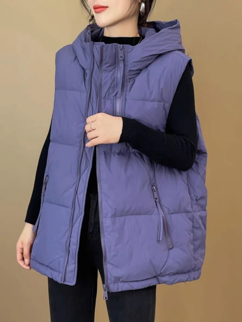 马甲棉服女2024冬季新款加厚连帽宽松短款马夹休闲时尚坎肩外穿潮