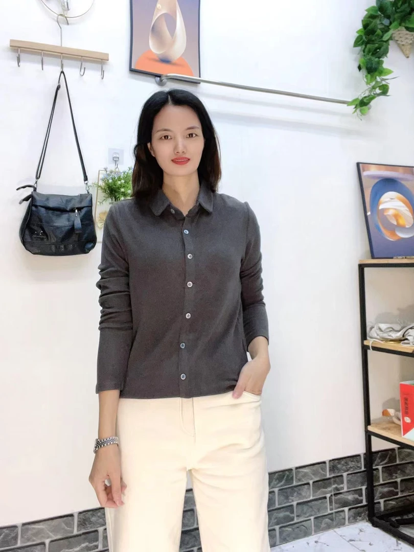 新款百搭女士双面德绒长袖上衣871