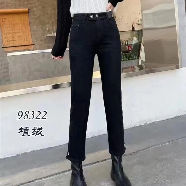 冬季一体绒九分烟管裤98322