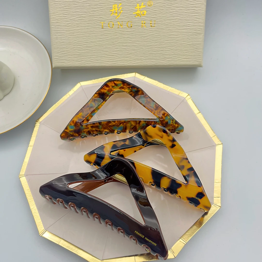 韩国进口醋酸抓夹经典三角鲨鱼夹气质高级慵懒风网红盘发抓夹百搭