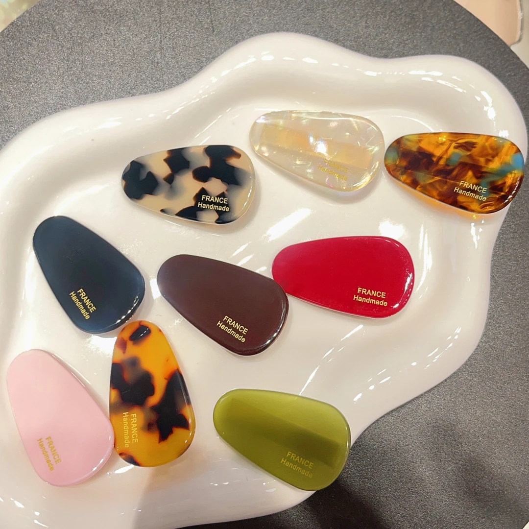 韩国France醋酸三角小号侧边夹鸭嘴夹一对卖法式气质刘海侧边夹