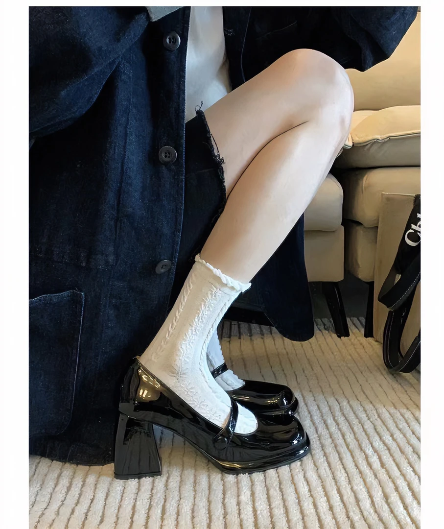 【高定版】网红小香风浅口单鞋2024夏季新款粗跟百搭色玛丽珍鞋女