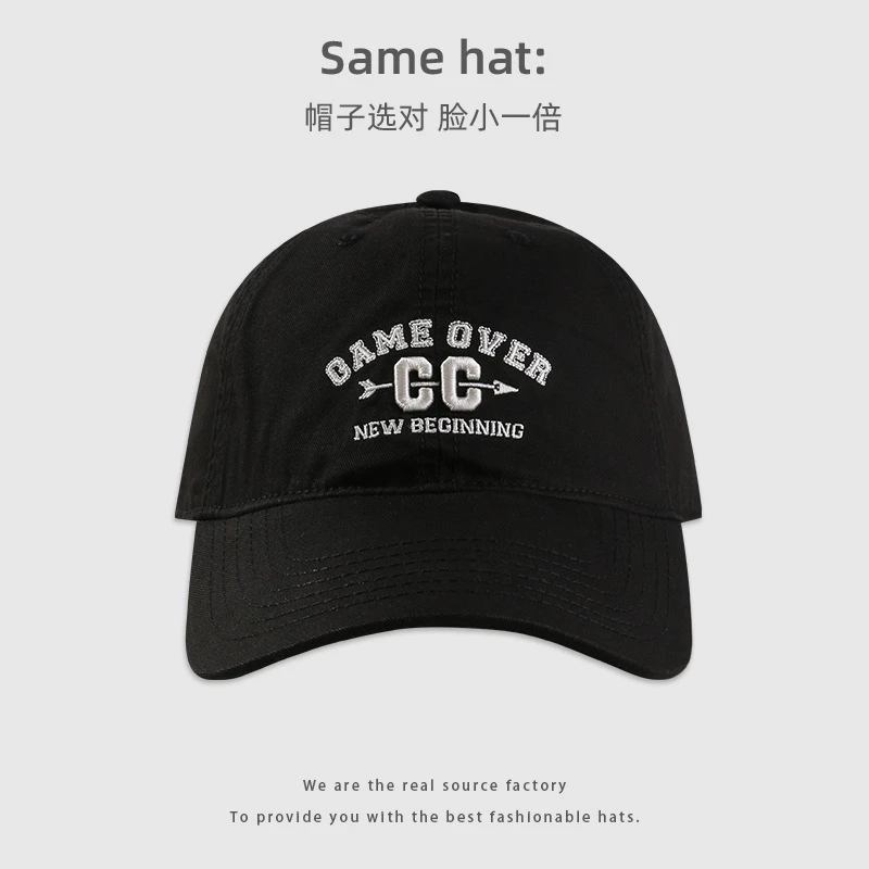 CC字母刺绣棒球帽百搭显脸小帽子女大帽檐遮阳帽情侣休闲鸭舌帽女
