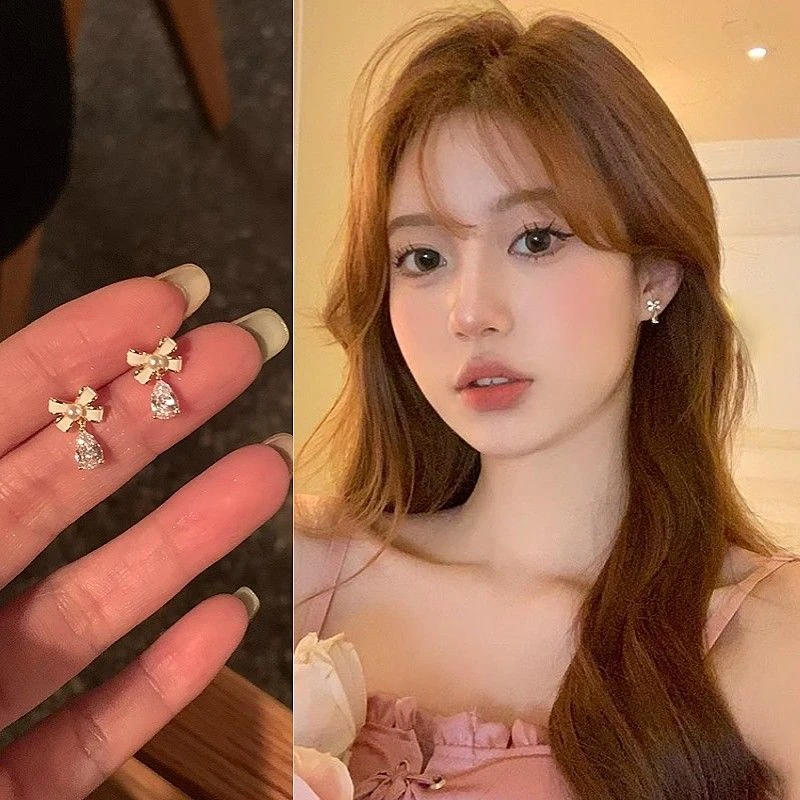 秋冬耳饰精致主义蝴蝶结耳钉女2023年小众设计感高级轻奢气质耳环