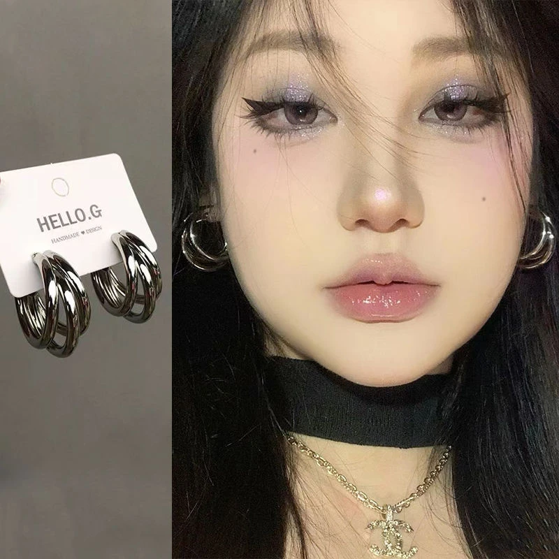 ins耳坠2023新款高级感耳环欧美夸张个性复古港风耳饰女圆脸显瘦