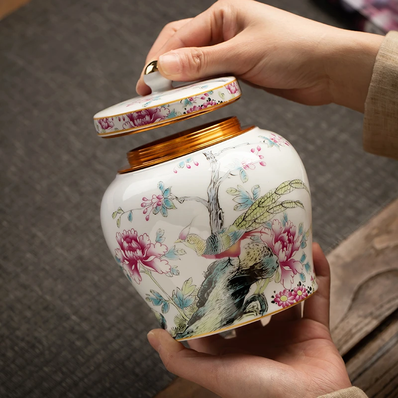 HP622-花鸟陶瓷茶叶密封罐