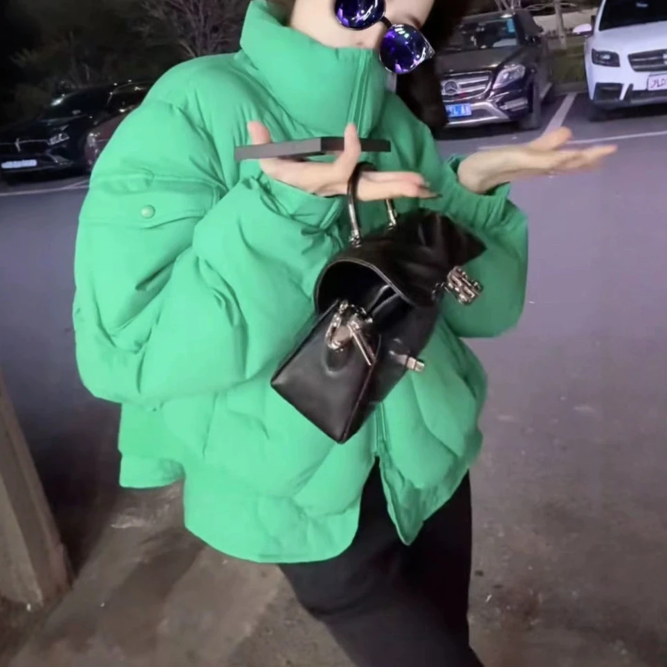 新款时尚冬季女连帽显瘦韩版百搭女潮流短款宽松棉服外套3185