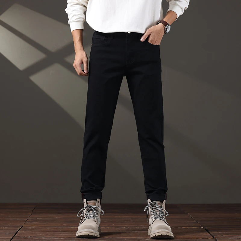 牛仔裤男款九分修身直筒潮流2024新款早秋潮牌休闲黑色百搭长裤子