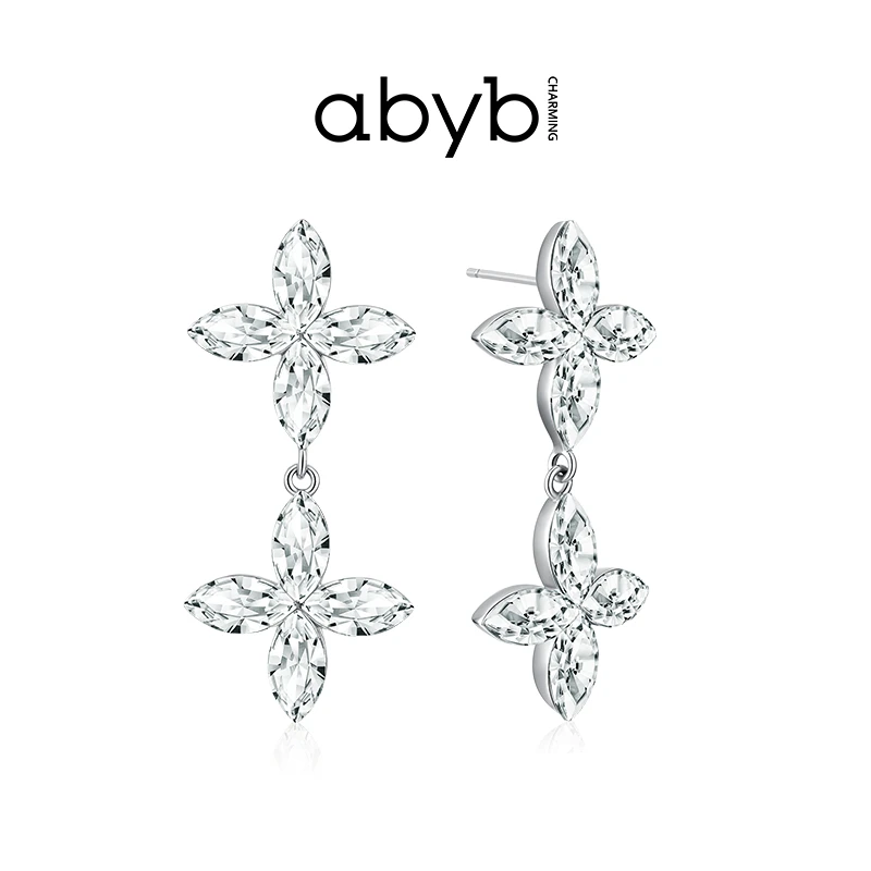 ABYBCHARMING 铜合金玻璃耳饰 四叶蝶·耳环逐光版