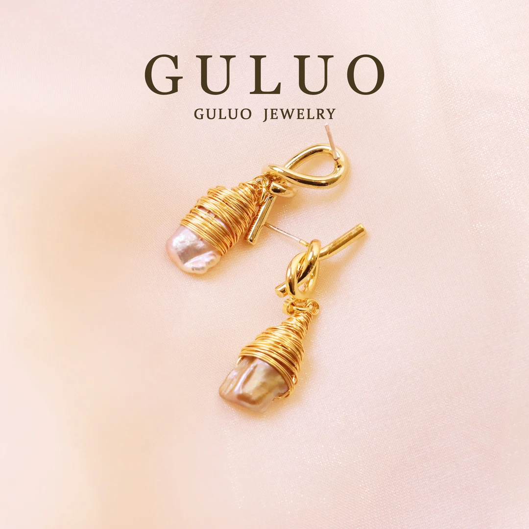 合金仿珍珠耳饰 小众百搭法式合金耳饰 缠绕复古轻奢1828