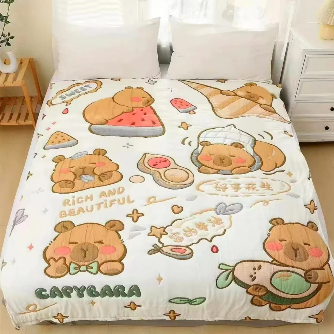 【温暖居家】棉纱泡芙被150x200cm-卡皮