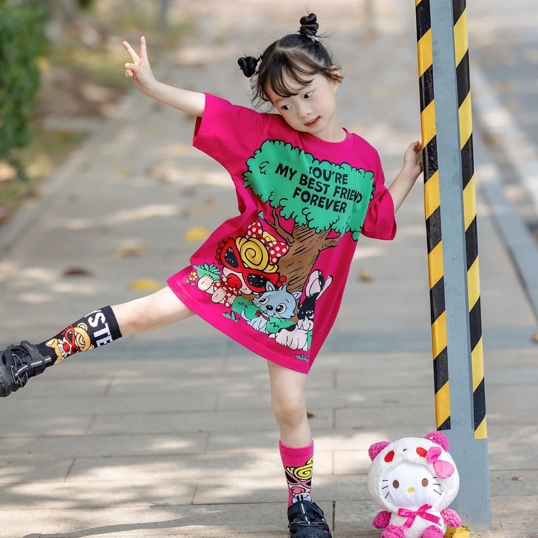 【清仓福利】黑超新款亲子大树短袖裙T纯棉水印