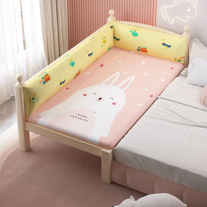 婴儿拼接大床实木儿童床男孩单人床子母床床边床带护栏加宽小床新